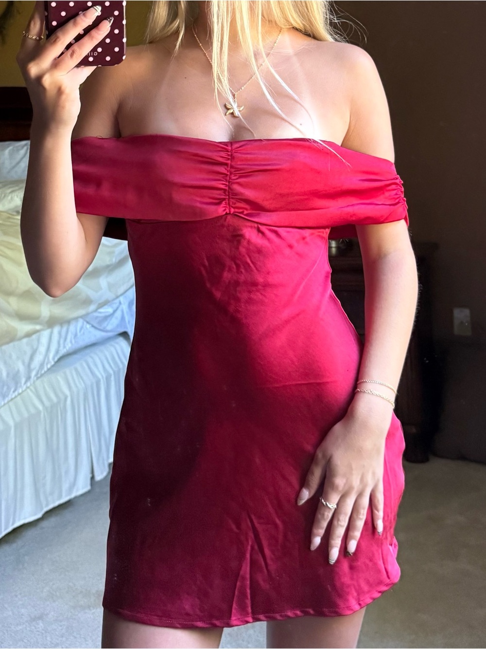 Princess Polly Strapless Red Off-Shoulder Mini Dress